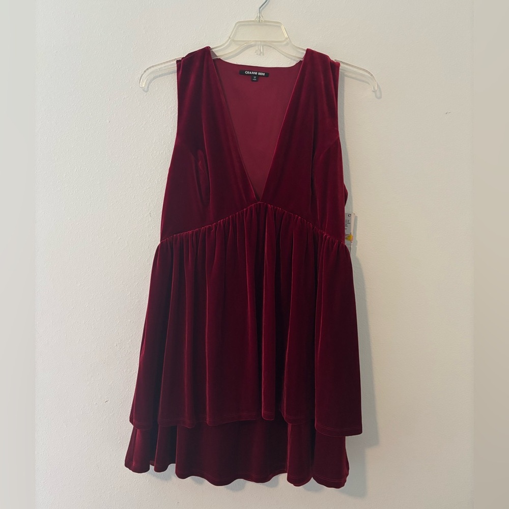 Gianni Bini Deep Red Velvet Mini Dress